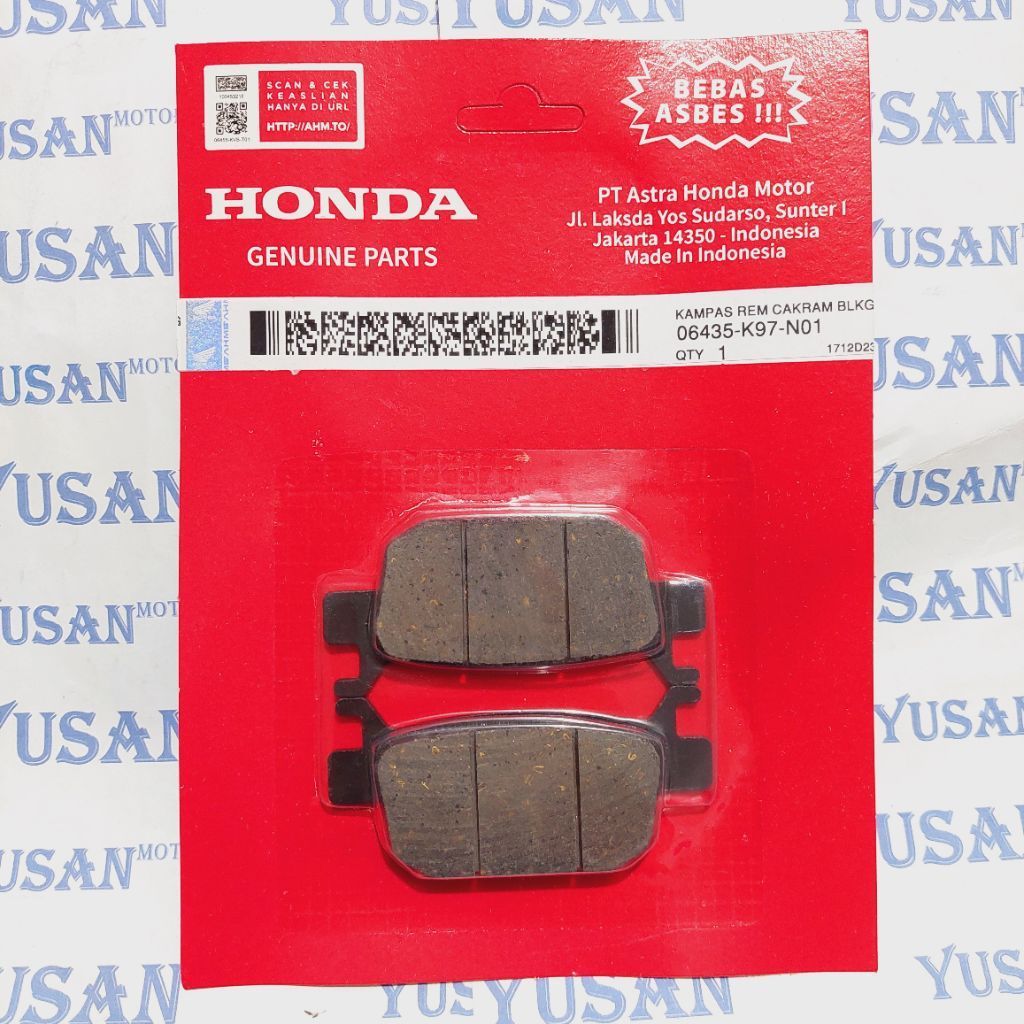 ผ้าเบรคหลังสําหรับ HONDA PCX ADV 150/160 VARIO 160 STYLO 06435-K97-N01