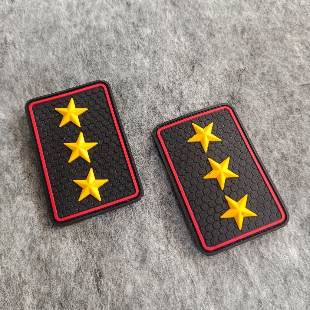 3D POLICE STAR Rank Rubber Patch / 3 STAR Rank Patch / 3 STAR Patch