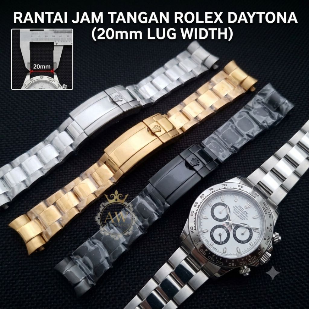 Rolex สายโซ่สแตนเลส สายนาฬิกา Rolex Daytona 20mm