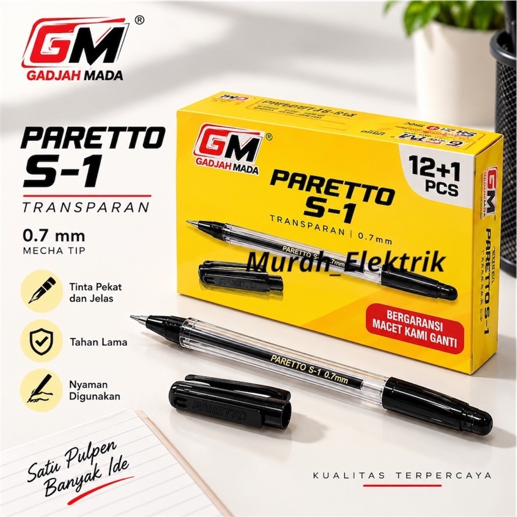 GM Gadjah Mada Paretto S-1 ปากกาใส 0.7 มม. Mecha Tip 12+1 ชิ้น