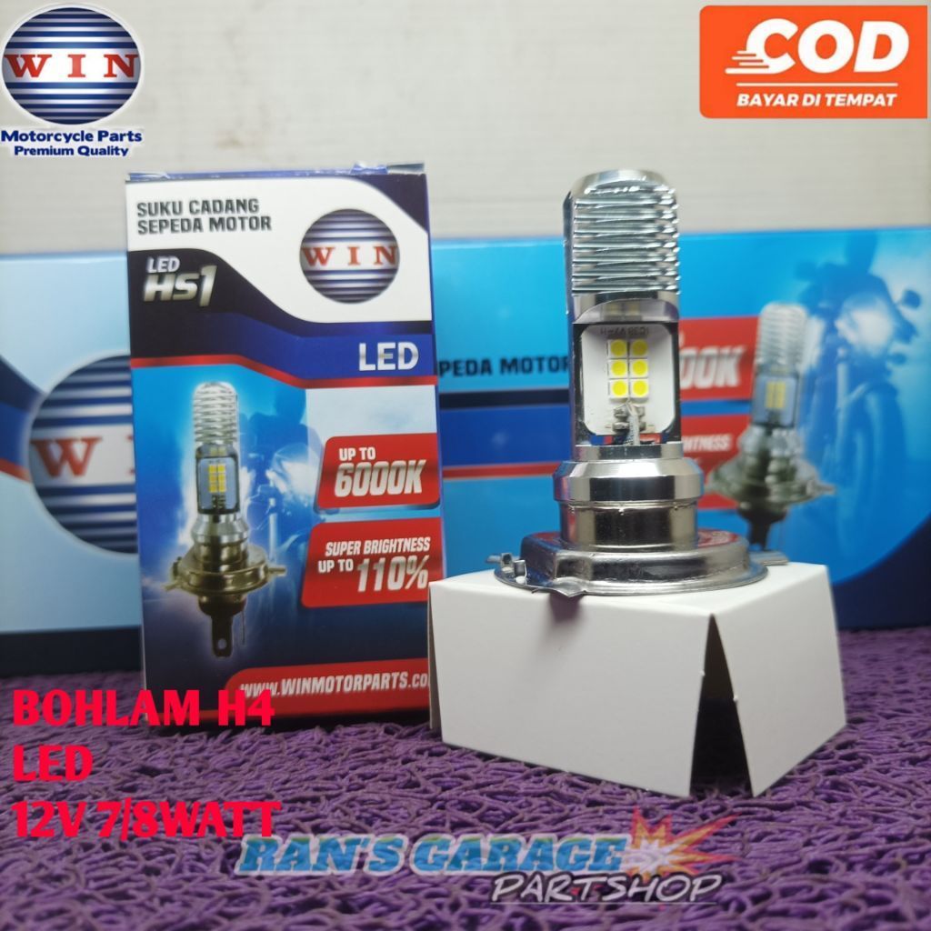 WIN H4 LED ไฟหน้าหลอดไฟ VIXION BISON SCOOPY VERZA CB150R สีขาวสีขาว AC DC ORIGINAL WIN BRAND