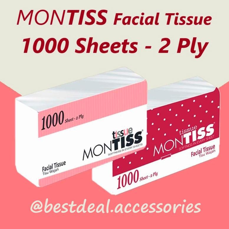 Et-98 กระดาษเช็ดหน้า Montiss 1000 แผ่น 2Ply - Spt Nice 900 1000 กระดาษเช็ดหน้า Kiloan Et-98