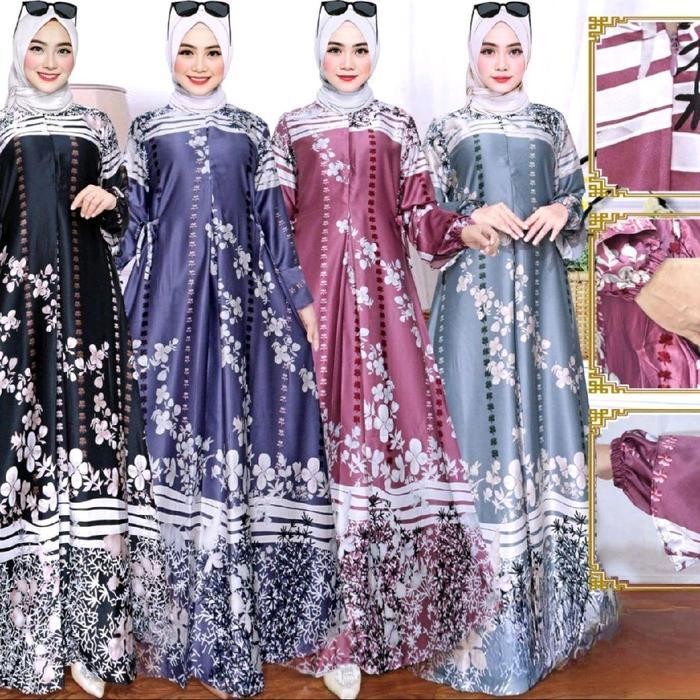 SF GAMIS TERATAI READY UK M-6L ใหม่ล่าสุดคอปกปุ่ม GAMIS Maxmara Manset Motif มุสลิมชุดยาวกระเป๋าด้าน