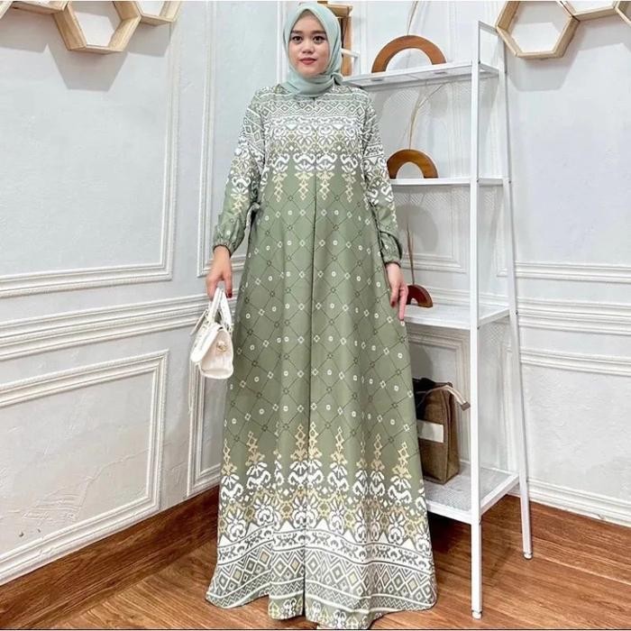 KATUN SF Gamis Maxmara ผ้าไหม Songket ไซส์ M-6L / gamis ผ้าไหมพรีเมียม / gamis สีกรมท่า ผ้าคอตตอนสวย