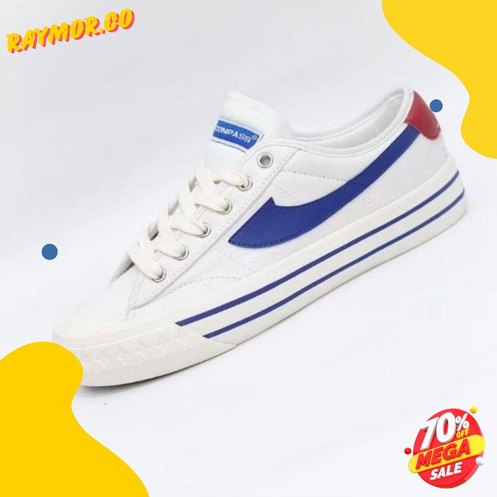 Again Nih Compass Retrograde White Blue Low Shoes - รองเท้าผ้าใบ Unisex ของแท้ 100% รับประกัน Bd