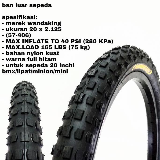 20 x 2.125 wandaking minion พับ bmx จักรยานยางนอก 20x2.125 นิ้ว