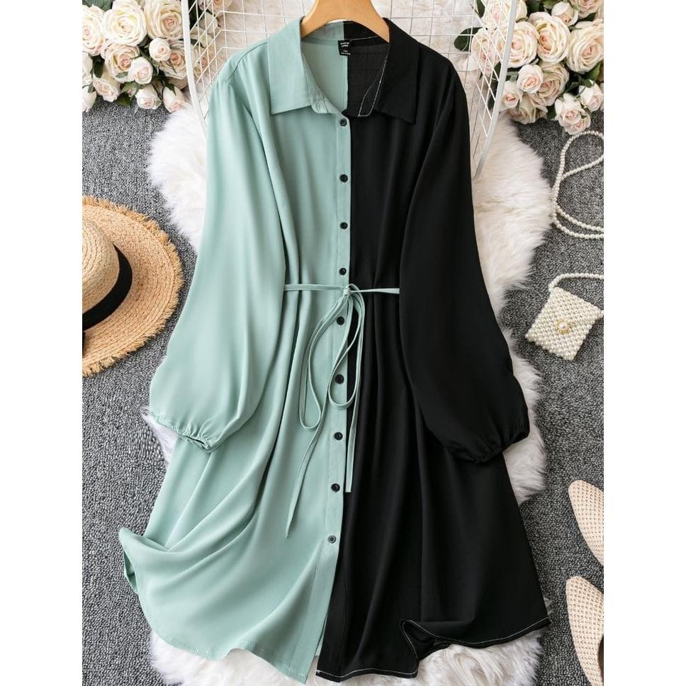 Eelic Sseolshop - Eveline เสื้อทูโทนผู้หญิงล่าสุด / เสื้อผ้าผู้หญิง Crinkle / เสื้อสตรี He-87