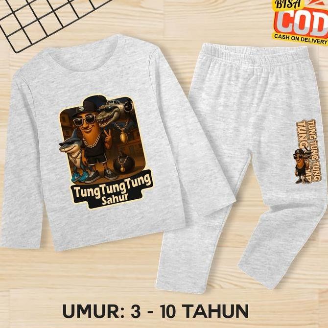 DF158 - Tung Tung Sahurเสื้อผ้าเด็กผู้ชายอายุ 3-10 ปีTung Tung Suhurชุดเด็กTung Sahurชุดเด็กTung Sah