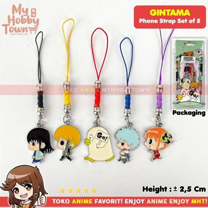 HP GANTUNGAN อะนิเมะโทรศัพท์แขวน Gintama Sakata Gintoki Katsura Kotaro Shinpachi Shimura Kagura Eliz