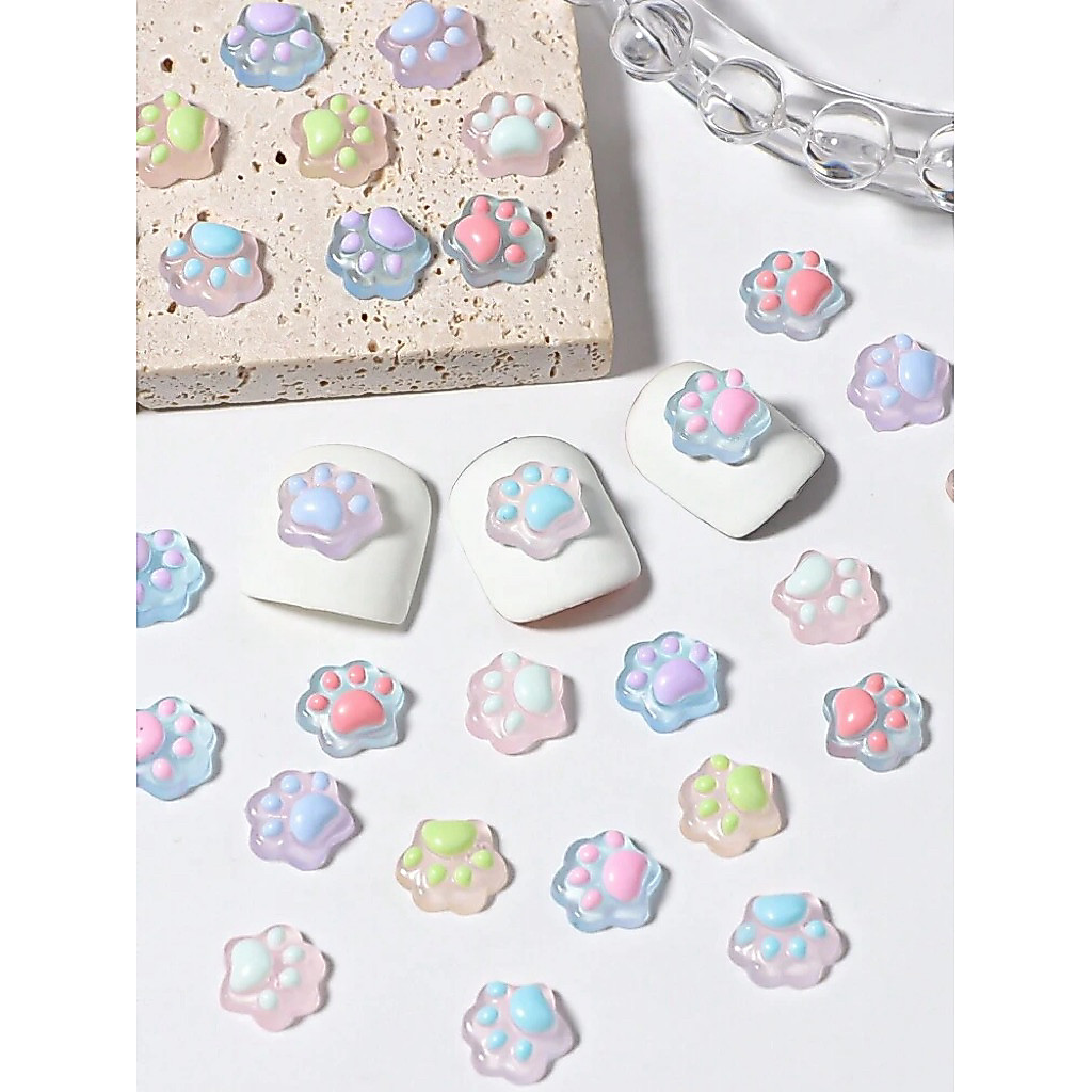 (10 ชิ้น) NAIL ART ACCESSORIES Cat Paw 3D Paws Nail Art Cat Paw Nail Accessories