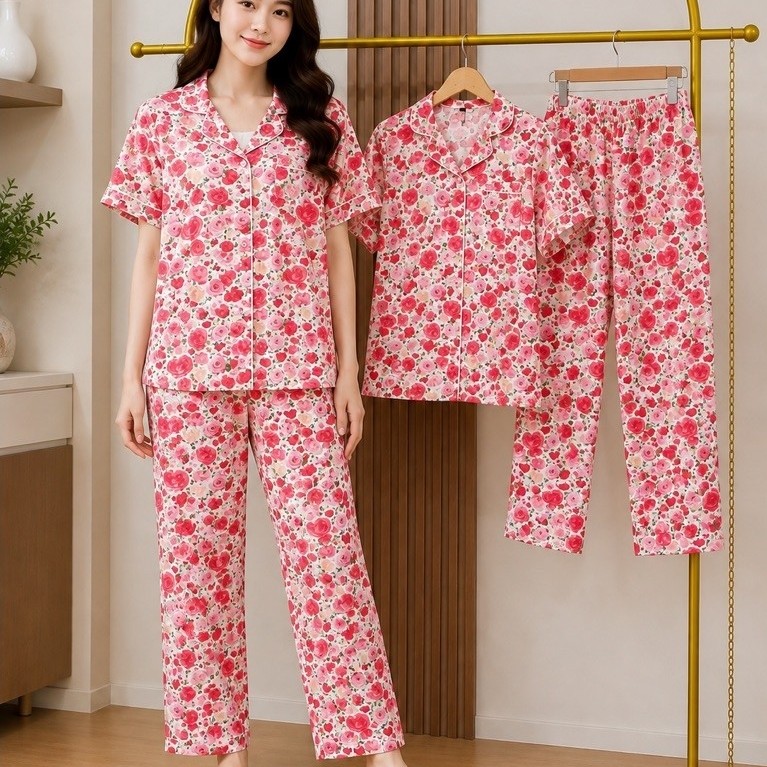 CP PAJAMAS SHORT SLEEVE LONG PANTS RAYON