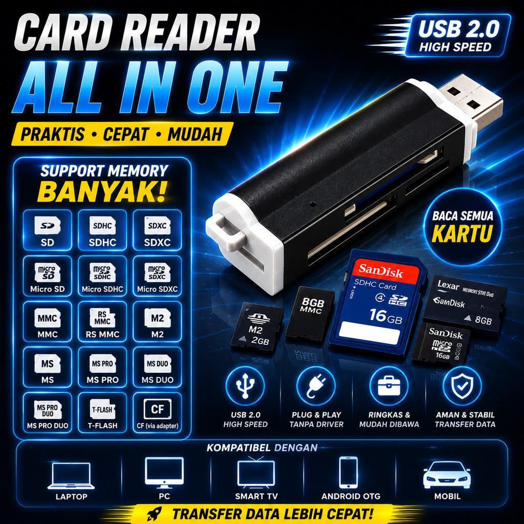 เครื่องอ่านการ์ด USB 2.0 OTG MicroSD M2 MMC All In One การ์ดหน่วยความจําคอมพิวเตอร์แล็ปท็อป M2 SD MM