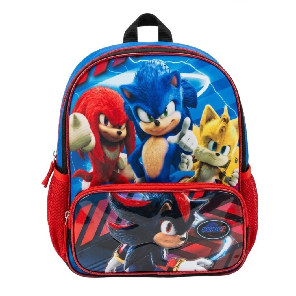 MERAH Sonic The Hedgehog Shadow Knuckles the Echidna Tails กระเป๋าเป้สะพายหลังสําหรับชายสีดําสีฟ้าสี