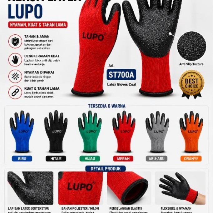 ถุงมือยางป้องกันการตัด Lupo ST600, St700a & St700