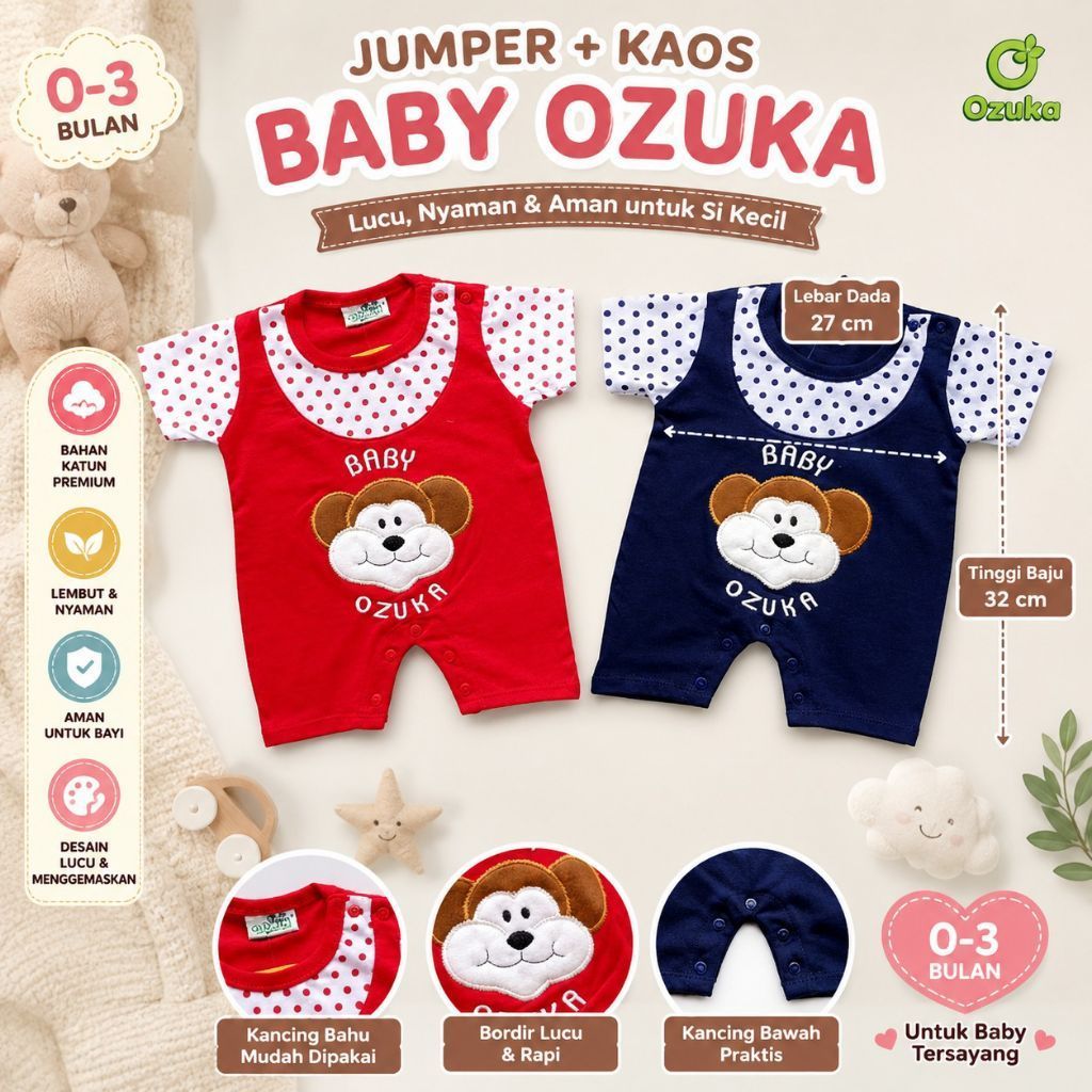 Ozuka Romper Baby Monkey Jumper สําหรับเด็กชายและเด็กหญิงน่ารัก