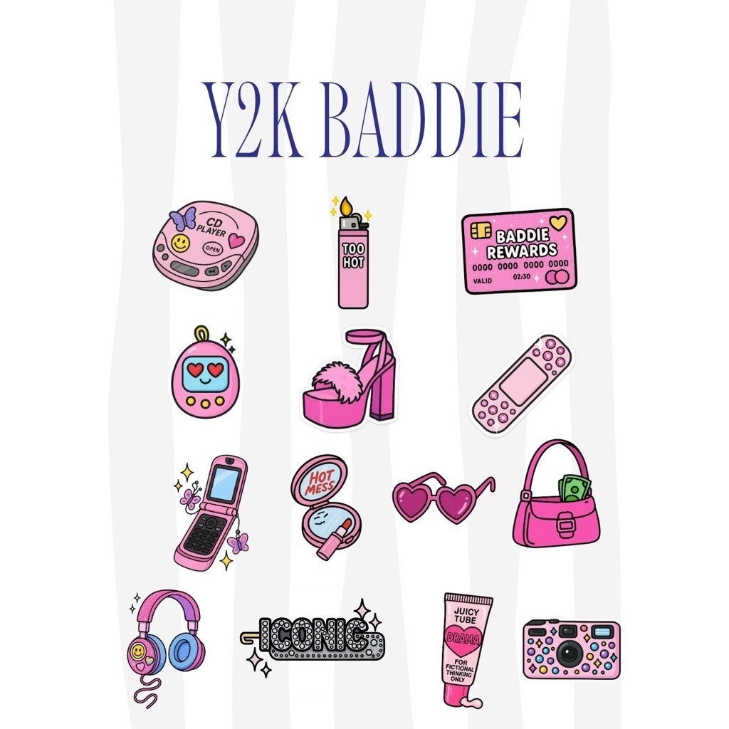 ชุดสติ๊กเกอร์ OhcaRtcruSh It Girl | สติ๊กเกอร์ Baddie Y2K | ไวนิลด้าน