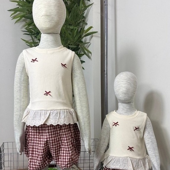 BC0150// เสื้อ RIBBON กางเกง PLAID