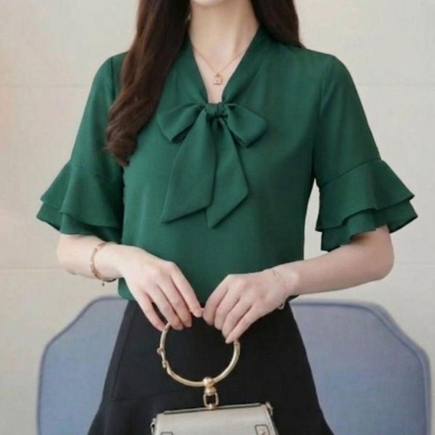 KEMEJA CHECKOUT LINK 69K-89K Elegant Womens Clothing Shakila เสื้อยาว Crinkle TOP ผ้าลินินริบบิ้นเสื