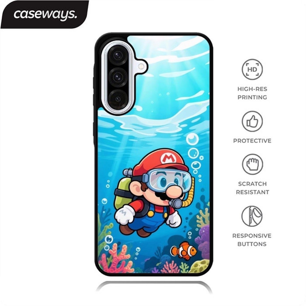 Super mario dive - เคสไฮบริด Samsung Galaxy A57 A56 A55 A54 A37 A36 A35 A27 A26 A25 A17 A16 A15 A07 