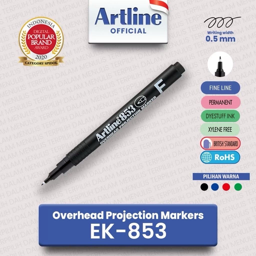 ARTLINE OHP Overhead Project ปากกามาร์กเกอร์ถาวร สีดํา 0.5 มม. EK-853