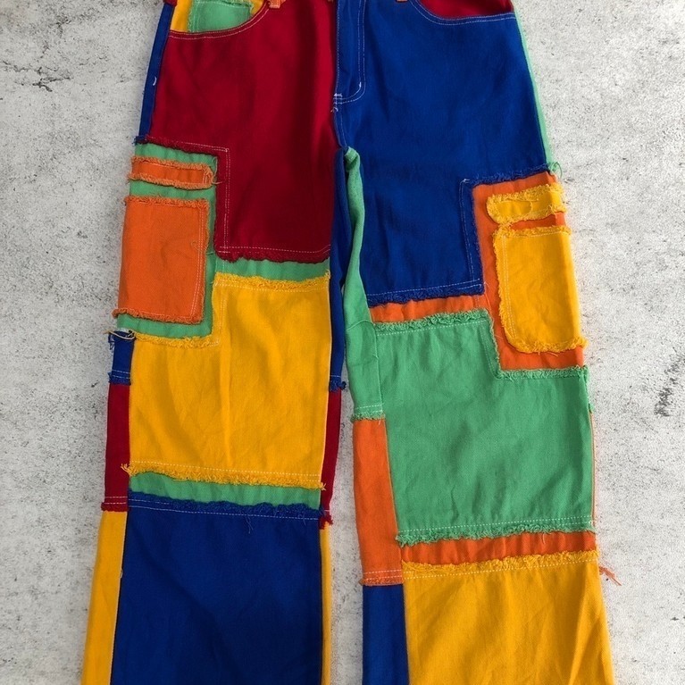 Shein Reworked Cargo Rainbow Pants