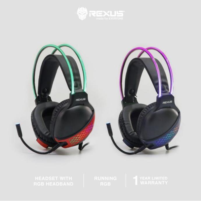REXUS VONIX F88 ชุดหูฟังสําหรับเล่นเกมพร้อมแถบคาดศีรษะ RGB