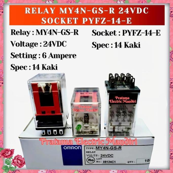 รีเลย์ Omron My4N - My4N-Gs - My4N-Gs-R 6A 14 ขา 14 ขา 24Vdc 24V | ซ็อกเก็ต Pyf14AE - Pyfz-14-E ราคา