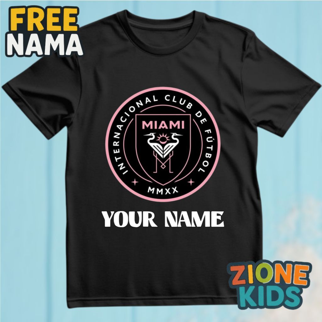 เสื้อยืดเด็ก Inter Miami Lionel Messi เสื้อยืดเด็กผู้ชายและเด็กผู้หญิง ชื่อฟรี