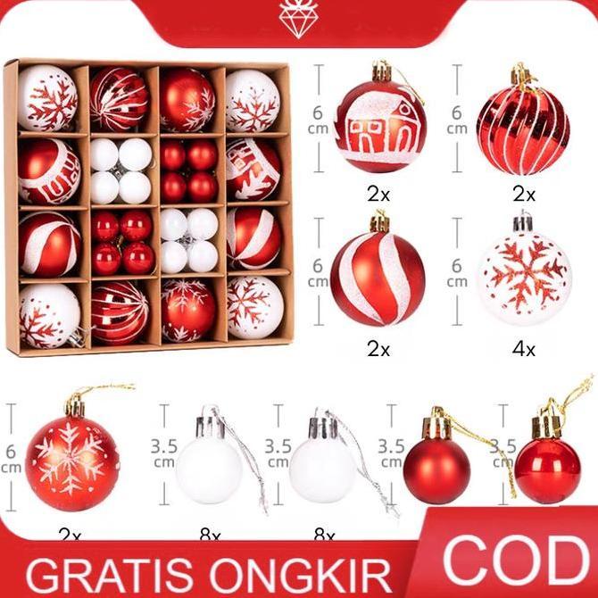 ชุดแพ็คเกจลูกบอลคริสต์มาส 3 ซม. 6 ซม. เนื้อหาผสม 42 ชิ้น - ลูกบอลคริสต์มาส - ลูกบอลคริสต์มาส LL138 H