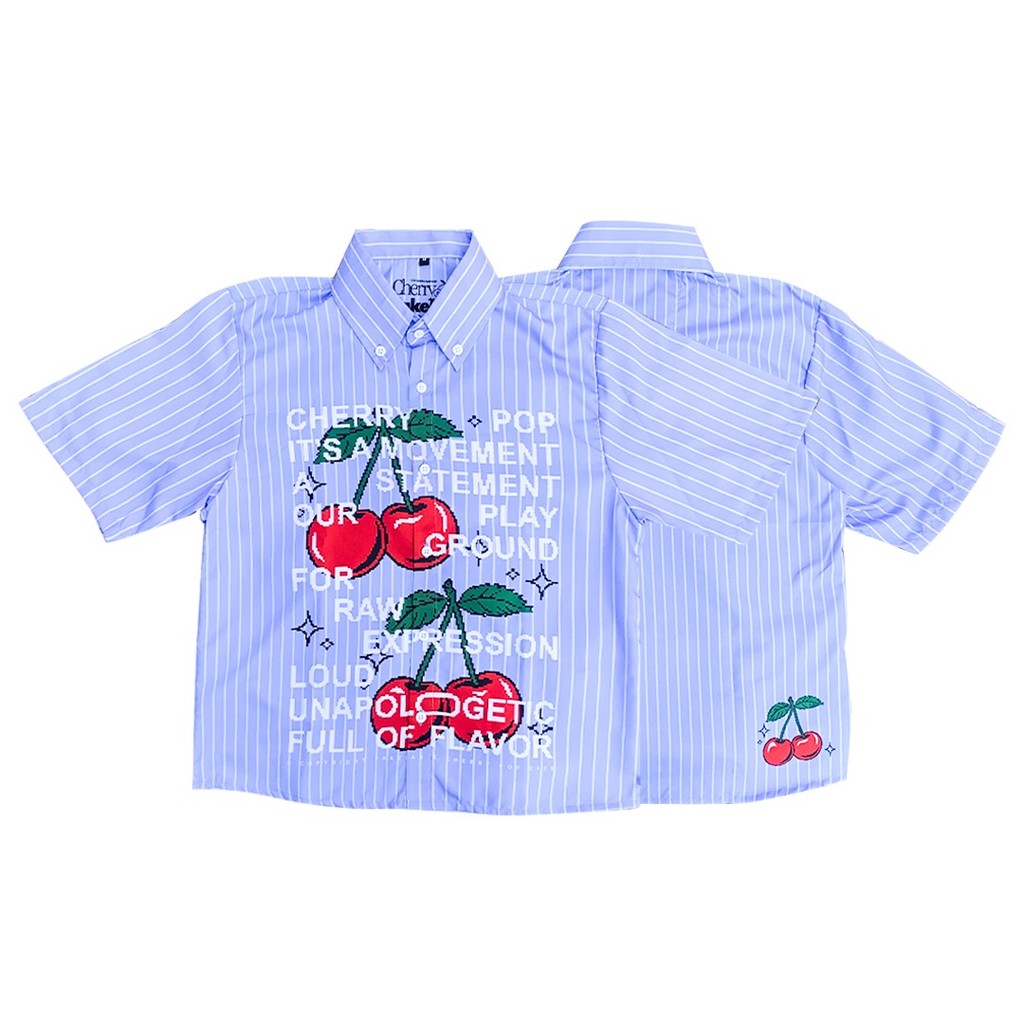 KEMEJA Fakelab X Cherrypop Blue Stripe Shirt / Blue Strip Button Down Shirt / Music
