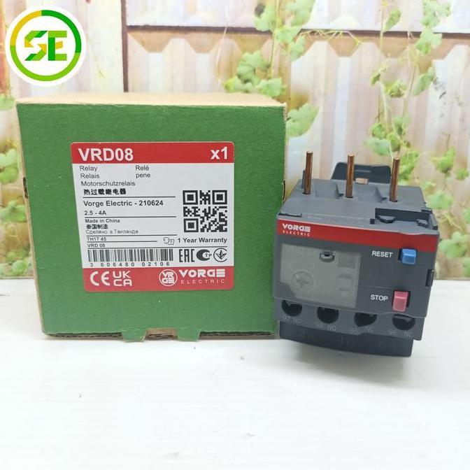 รีเลย์โอเวอร์โหลดความร้อน Tor Vorge Vrd08 Vrd 08 2.5A-4A เทียบเท่ากับ Lrd08 Lrd 08 รับประกัน 1 ปี Re