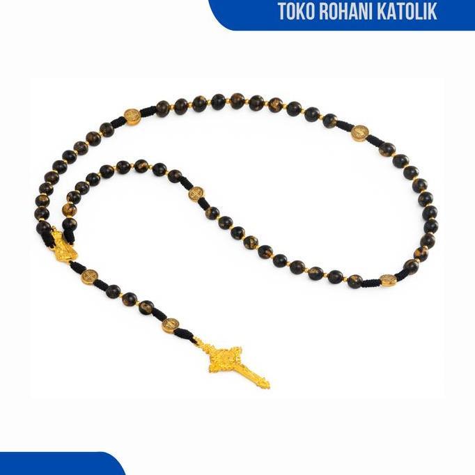 8MM DARK ELEGANCE NATURAL STONE CATHOLIC ROSARY / CATHOLIC ROSARY NECKLACE
