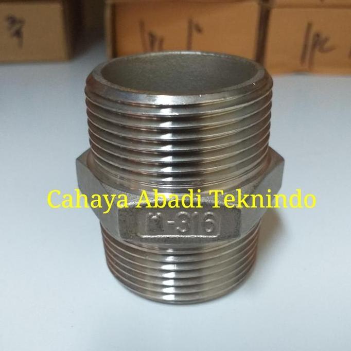 Double Nipple Ss316 Thread 1 1/2" (นิ้ว) จุกนมคู่ Stainless Ss316