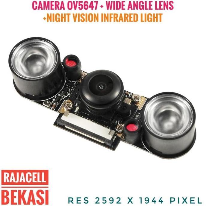 RASPBERRY PI CAMERA 5MP OV5647 เลนส์มุม WIDE + IR NIGHT VISION LIGHT ORIGINAL และ TRUSTED