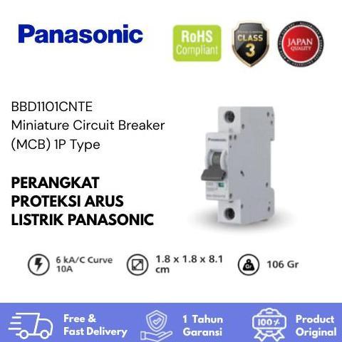 Panasonic Mcb Miniature Circuit Breaker 6Ka 1P1E 10A C ประเภท Bbd1101Cnte ป้องกันสูงสุด Excessive Cu