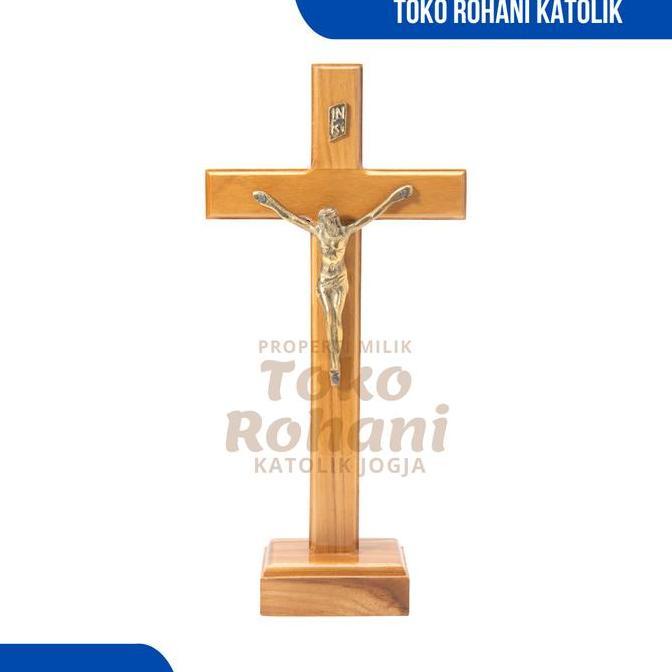 CATHOLIC SITTING CROSS 30 CM / WOODEN TABLE CROSS / CROSS STATUE