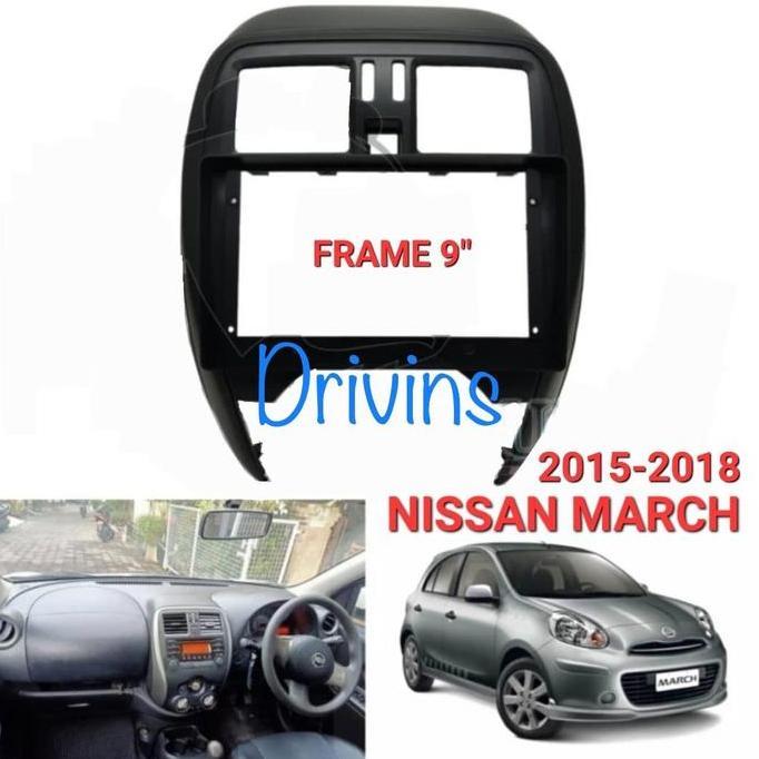 หัวเฟรมหน่วย Double Din Android Nissan March 9 นิ้ว 2015-2018 หุ้นรถ