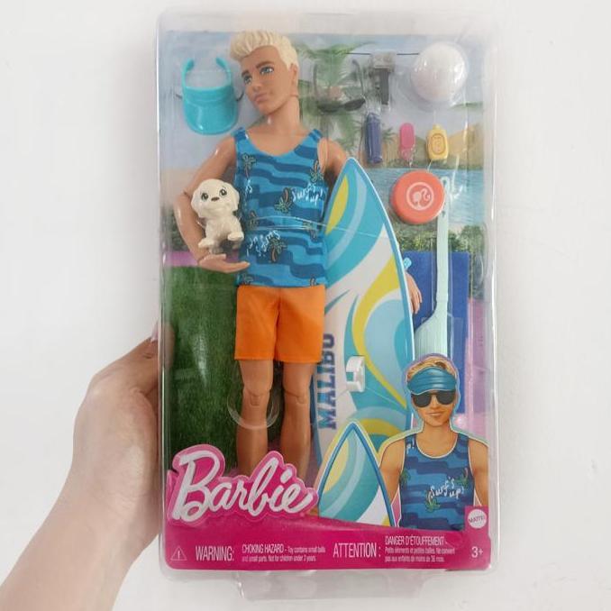 Barbie Malibu Ken Surf Surfing Doll with Puppy Original Mattel Childrens Doll Toy