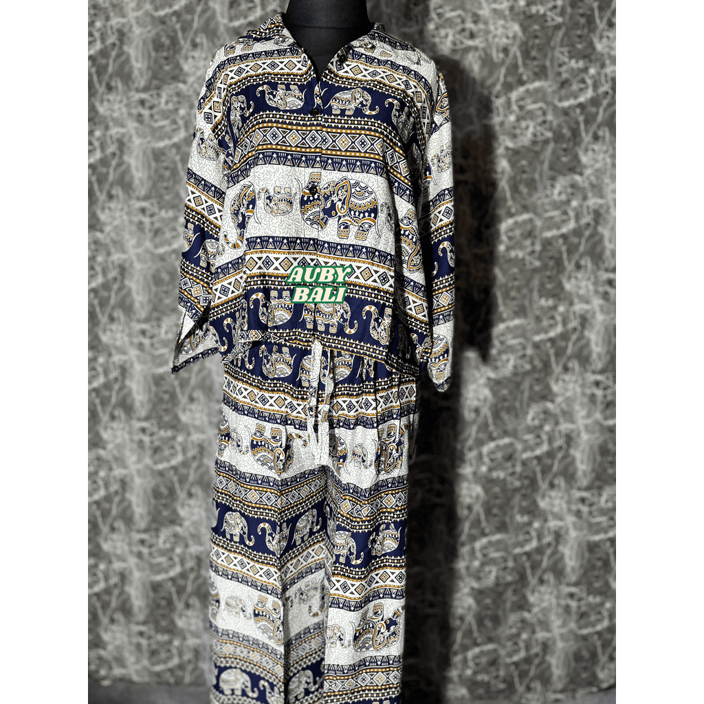 KEMEJA RAYON CULOT SHIRT SET // 7/8 SHIRT // ELEPHANT MOTIF