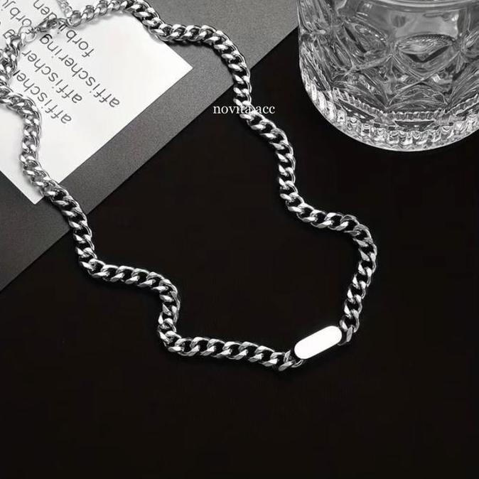 DS3 >> PREMIUM NECKLACE MATRIX SILVER SANDING CHAIN ANTI-RUST CASUAL SIMPLE ELEGANT Mens Stainless T