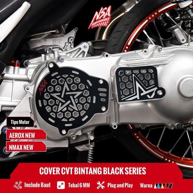 ฝาครอบ NSA CVT BINTANG BLACK SERIES YAMAHA Nmax Aerox CVT COVER Yamaha อุปกรณ์มอเตอร์ไซค์ NSA PERFOR