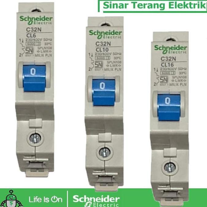 Schneider Mcb Pln Blue Head C32N 1P 6A 10A 16A Cl6 Cl10 Cl16 เดิม