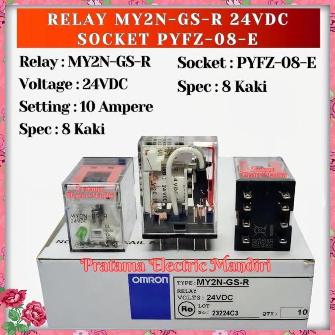 รีเลย์ Omron My2N My2N-Gs My2N-Gs-R 10A 8 Pin 8V 24Vdc Dc24 | ซ็อกเก็ต Pyf08AE Pyfz-08-E 8-Prong ล่า