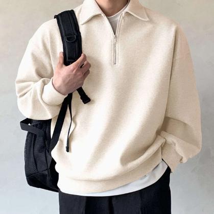 เสื้อสเวตเตอร์ต้นฉบับ RUGBY BASIC PLAIN SWETER BASIC ZIPPER COLLAR MENS WOMENS SWETER