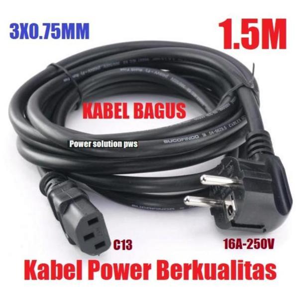 1.5M SNI CPU สายไฟ AC 3x0.75 มม.ความหนา EU PLUG C13 CORD