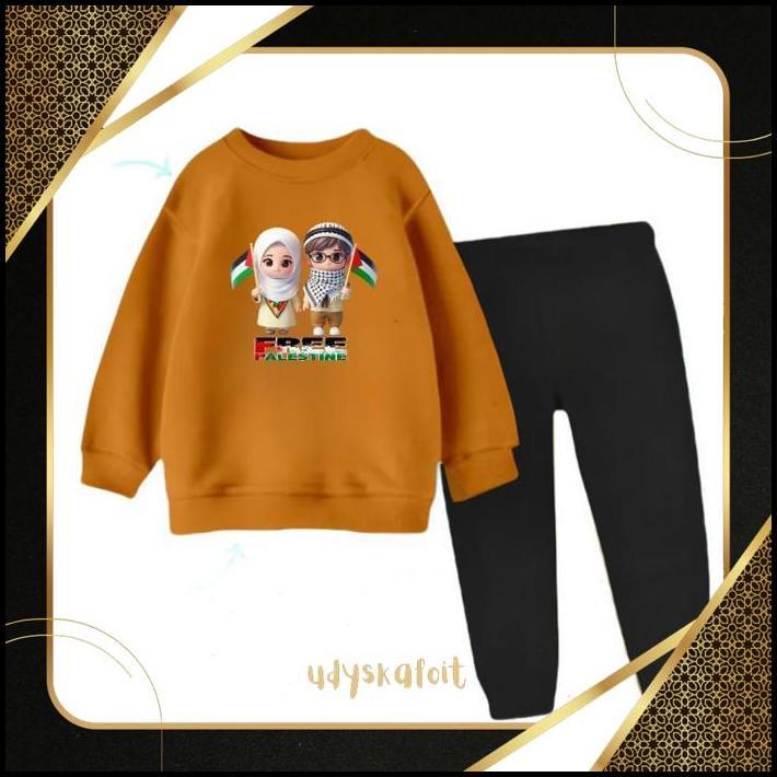 Fgk-24 aq-54 ss-64 ชุดขายาวเด็กพร้อมลายปาเลสไตน์ฟรีสําหรับเด็กอายุ 3-11 ปี Viral