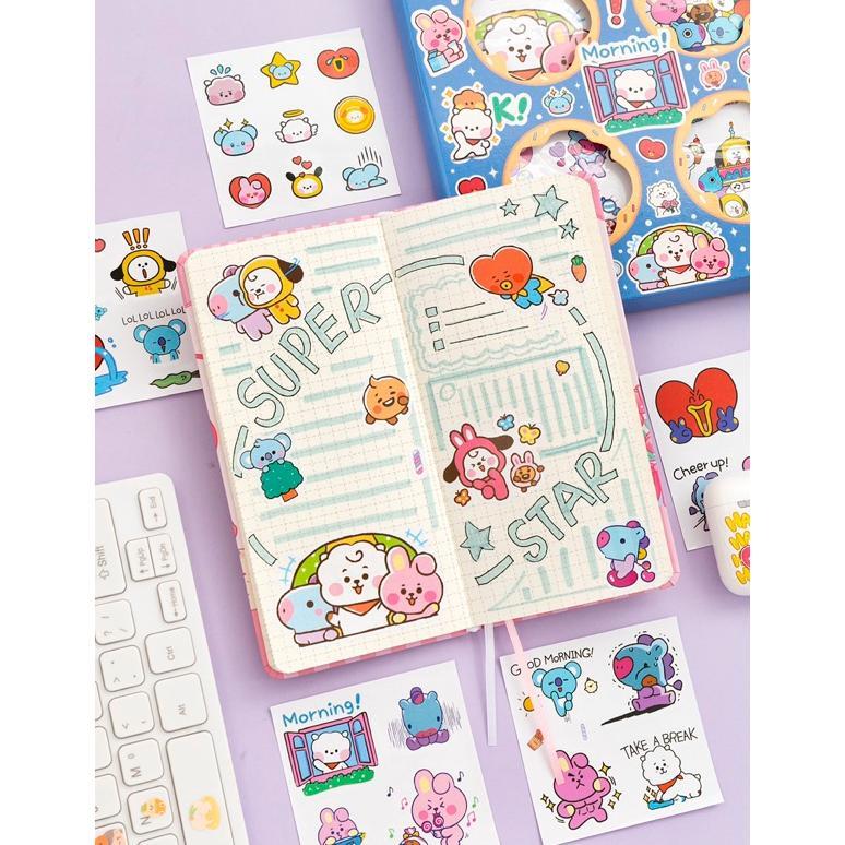 กล่องสติ๊กเกอร์ 100 แผ่น BTS Bt 21 Tinytan Korea สติ๊กเกอร์กันน้ํา Viral Jungkook Jimin