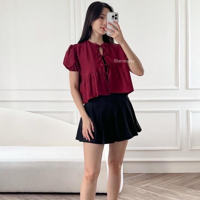 Cntikk- Jane Top - Womens coquette Top - เสื้อเกาหลี - Ribbon Top - coquette Top Crop Top