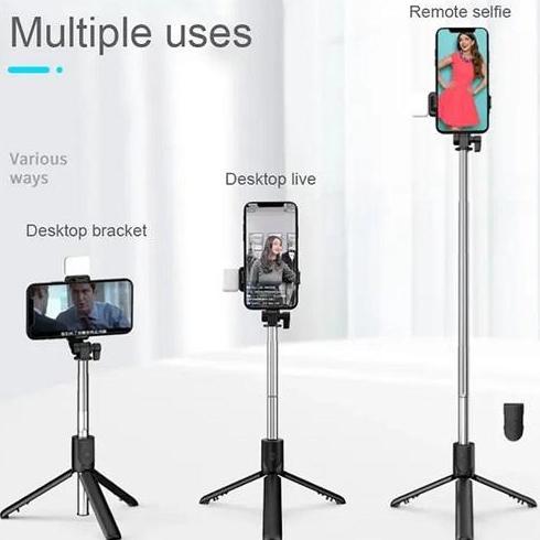 DE16 - Multifunctional FULL BLACK SELFIE STICK ขาตั้งกล้อง JC 05/JC 05 S SELFIE STICK ขาตั้งกล้องระย