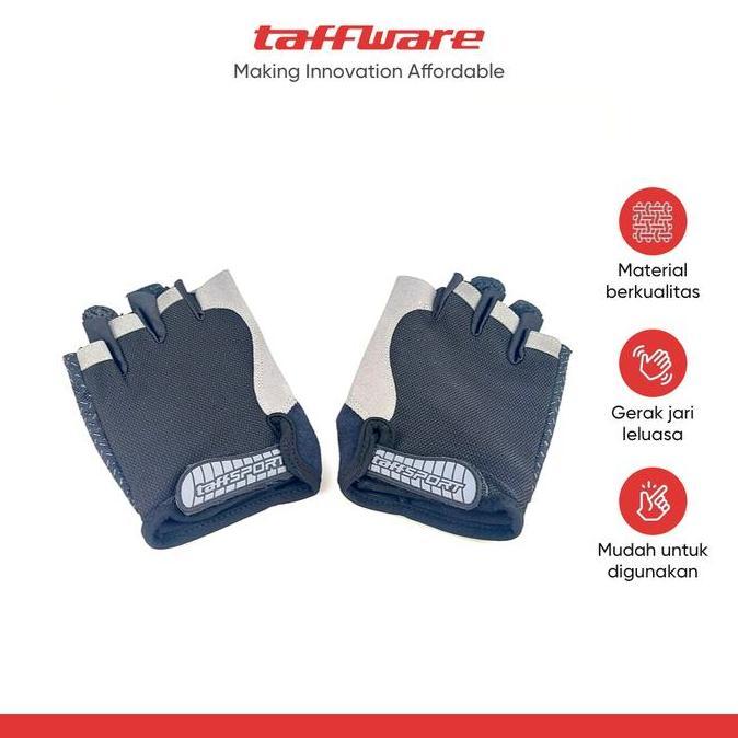 TaffiSPORT Huwai ถุงมือครึ่งนิ้วสําหรับปั่นจักรยานขนาด L สีดํา